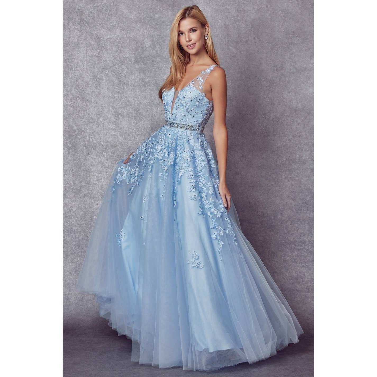 Juliet - Wholesale Gown - Women's - FLORAL APPLIQUES PROM BALLGOWN6