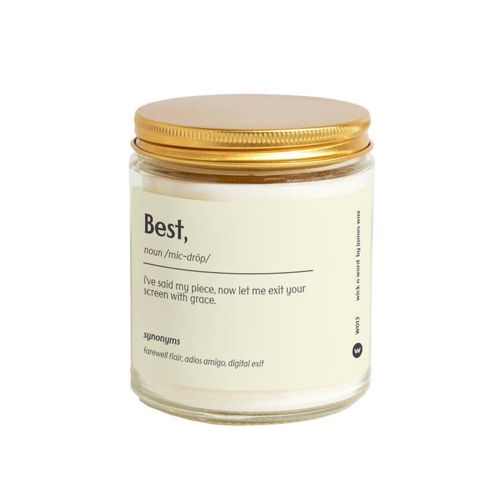 Wick n Word - Wholesale Jar/Filled Candle - Personalized Coworker Gift "Best," Definition Candle Gift For Appreciation Office Gift Funny Surprise Gift Holiday Gift W0131