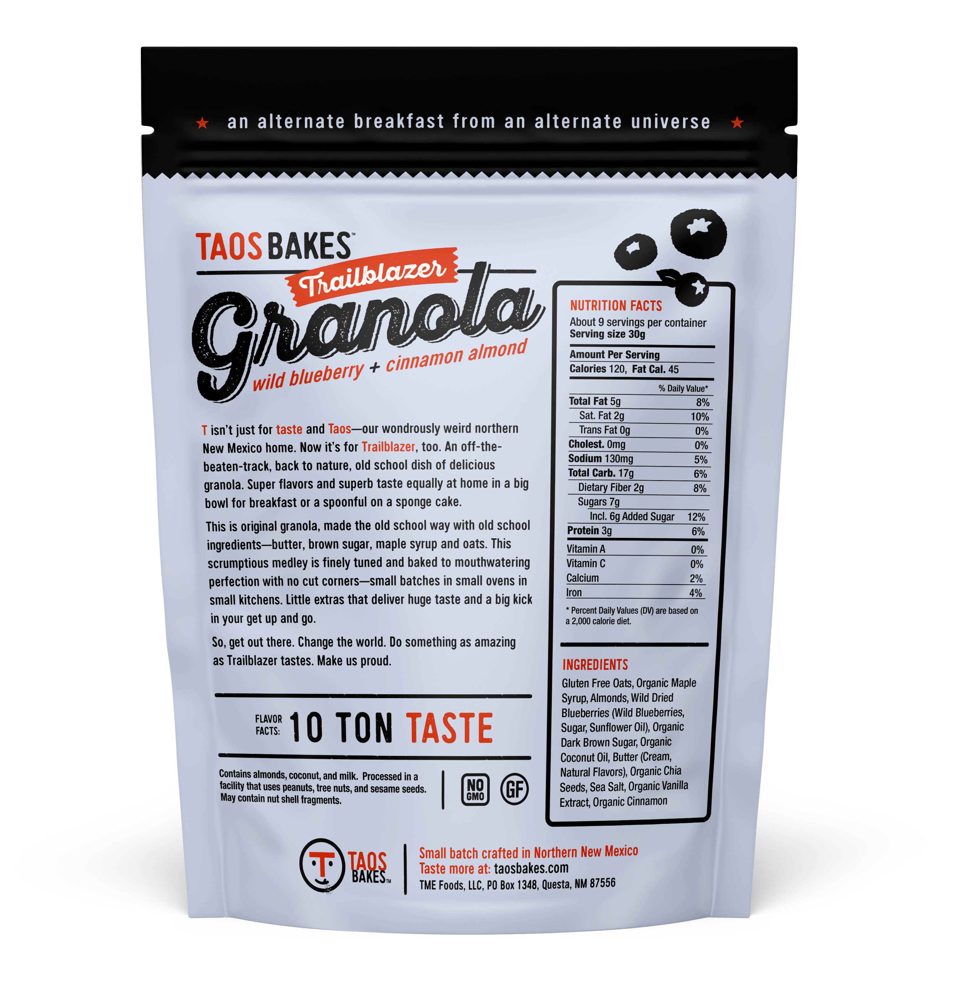 Taos Bakes - Wholesale Granola - 10 oz Granola - Wild Blueberry + Cinnamon Almond1