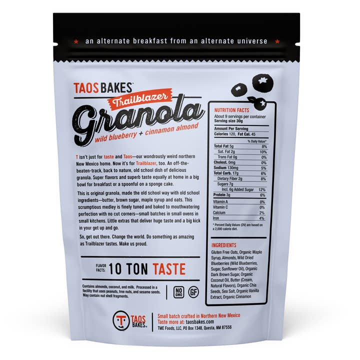 Taos Bakes - Wholesale Granola - 10 oz Granola - Wild Blueberry + Cinnamon Almond1