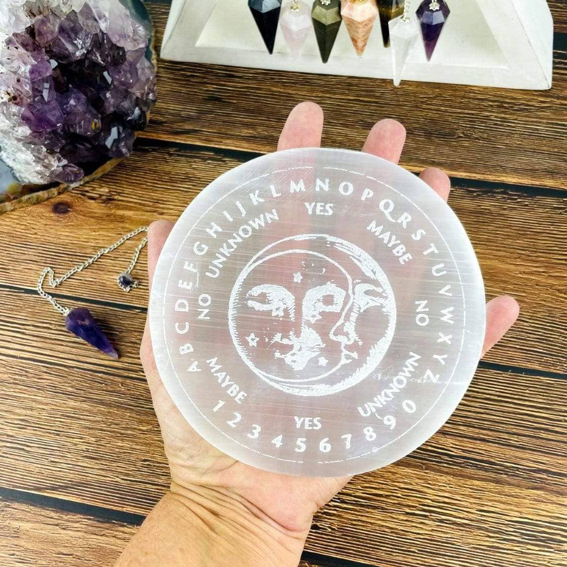 Rock Paradise - Wholesale Crystal Charging Plate - Crystal Selenite Etched Charging Plate Engraved2