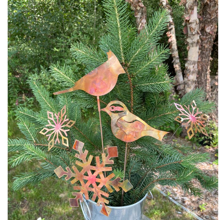 Clever Goods by Annabelle Noel Designs - Wholesale Garden/Lawn Stake - Natural Copper Chickadee Garden Stake- Bare Copper2