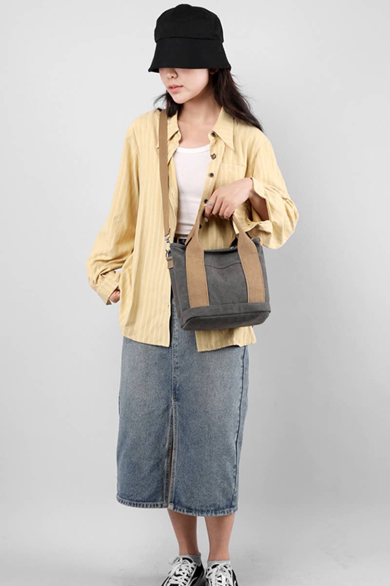 ACCITY - Wholesale Crossbody Bag - Women's - HANDLE LINE CANVAS CROSS BODY BAG_CUAB010115