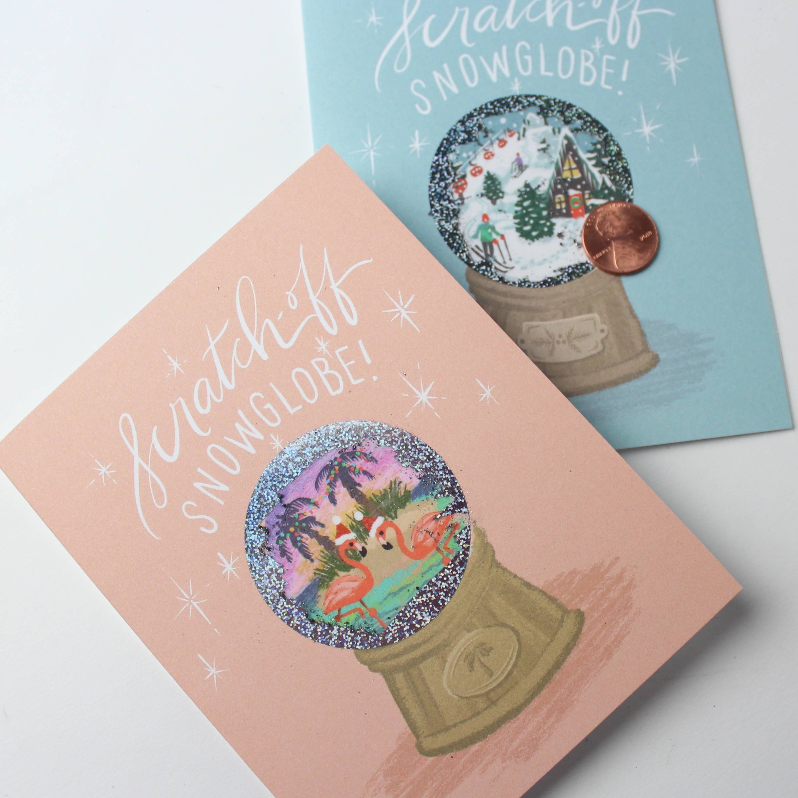 Inklings Paperie – postal de Natal por atacado – Raspadinha - Snow Globe Alpine - Férias9