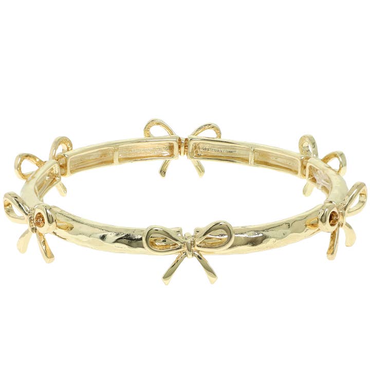 SP Sophia Collection - Wholesale Bangle Bracelet - Fashion Bow Knot Station Hinge Bracelet