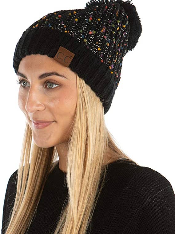 Pom Hat - Chenille (Black) for wholesale by Funky Junque