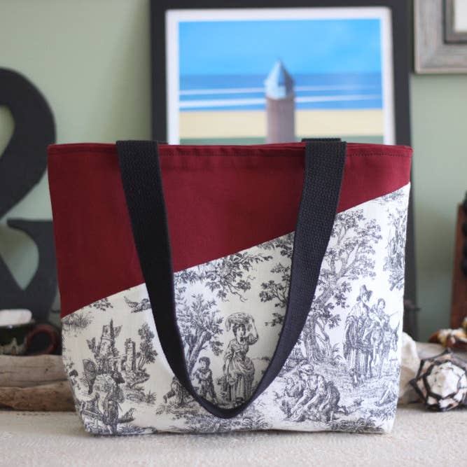 Toile Geometric Tote Bag for wholesale by Two Bridges Handmade