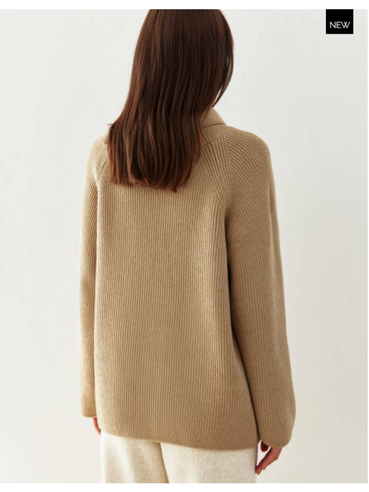 Nenya Fashion Limited - Wholesale Pullover-trui - Dames - Gebreide trui met hoge hals en zijdelingse kraag met ritssluiting2