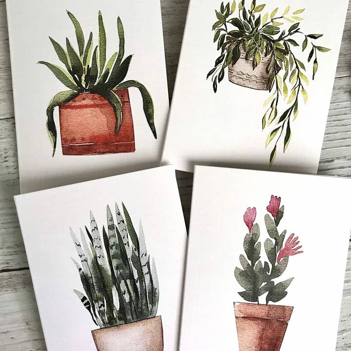 Scattered Seed Co - Wholesale Stationery/notecard set - POTTED PLANTS Collection 2 greeting cards set of 41