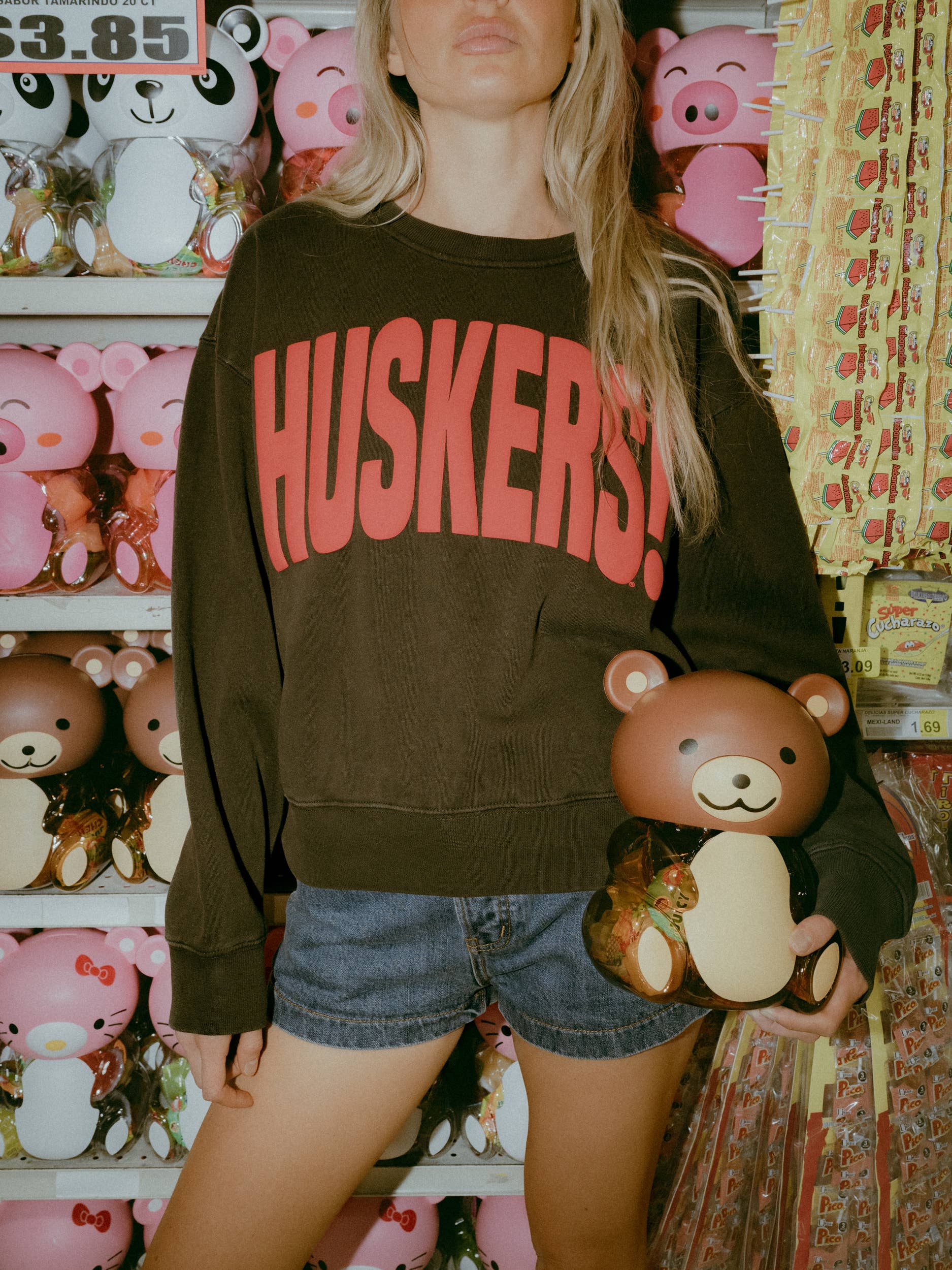 LivyLu - Wholesale Graphic Sweatshirt - Women's - Nebraska Huskers Mono Puff Ink Smoke Hi-Dive Sweatshirt3