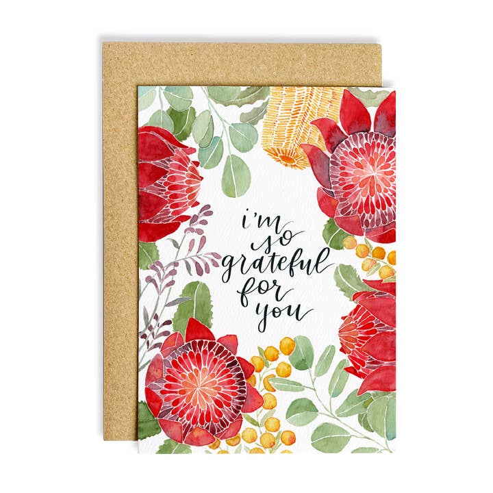 Carte de remerciement des fleurs indigènes australiennes pour la vente par The Wattle Studio