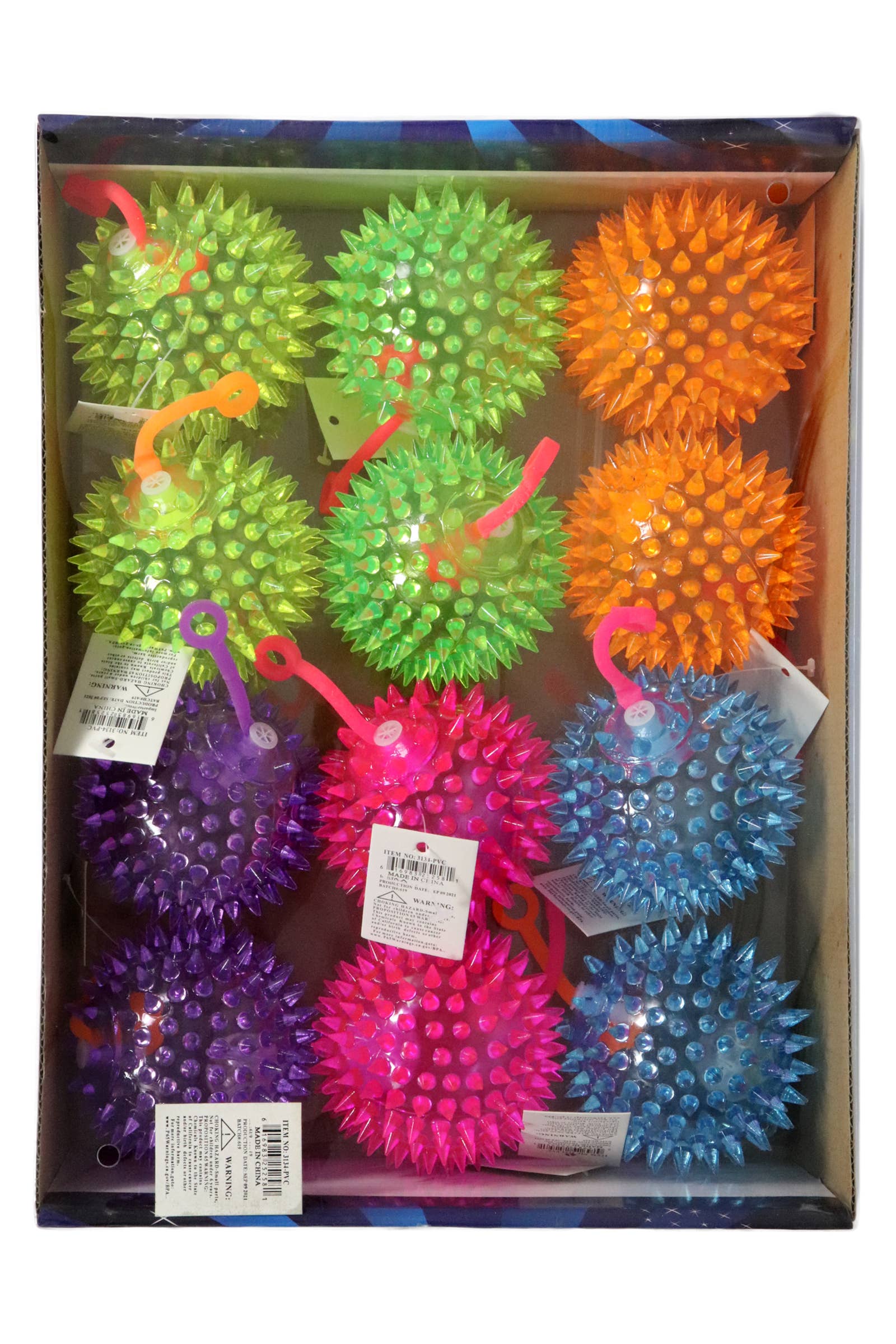 Cap Zone - Wholesale Squishy toy – Kids & Baby - Spiky LED Light-Up Squeaky Bouncy Ball - 2.75 Inch1