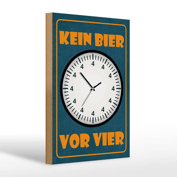 Cartel de madera 20x30cm No hay cerveza antes de las cuatro en punto con muchos cuatros para venta al por mayor de Femer