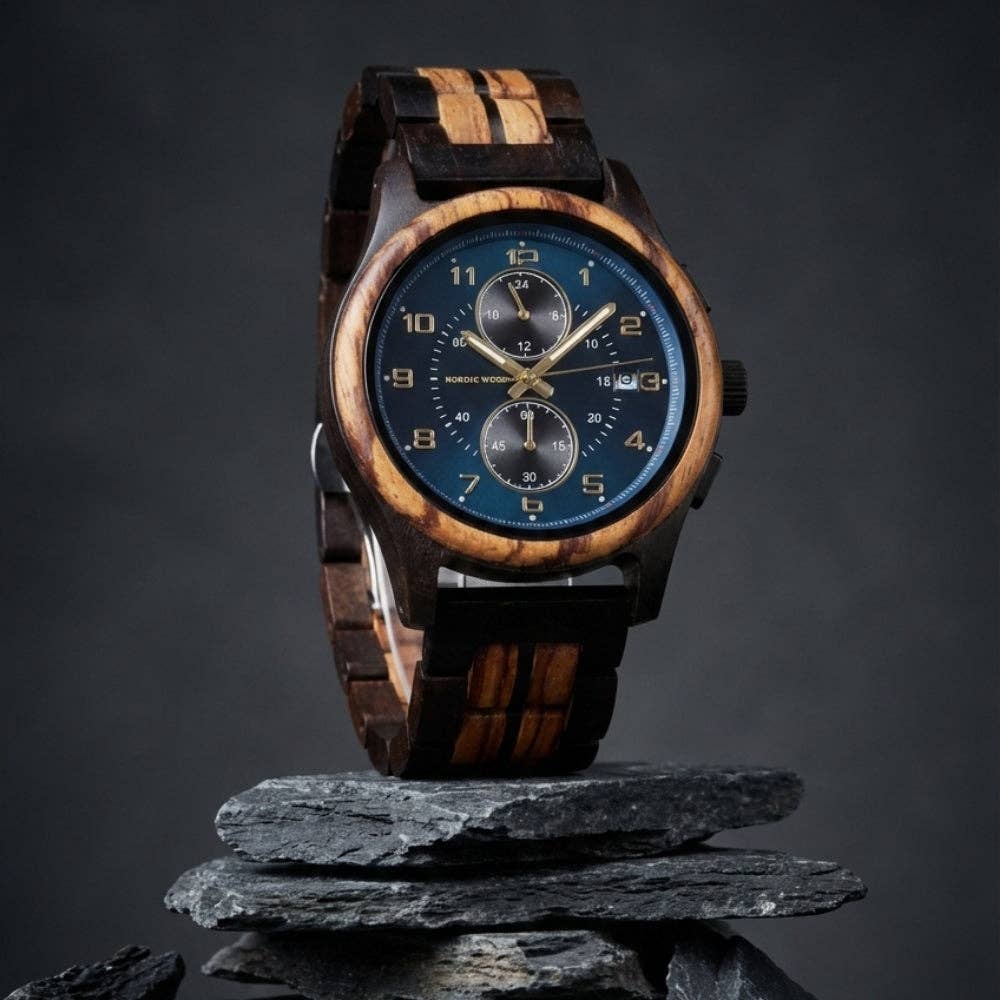 Nordic Wood - Wholesale Wrist Watch - Men's - Bleu Horizon2