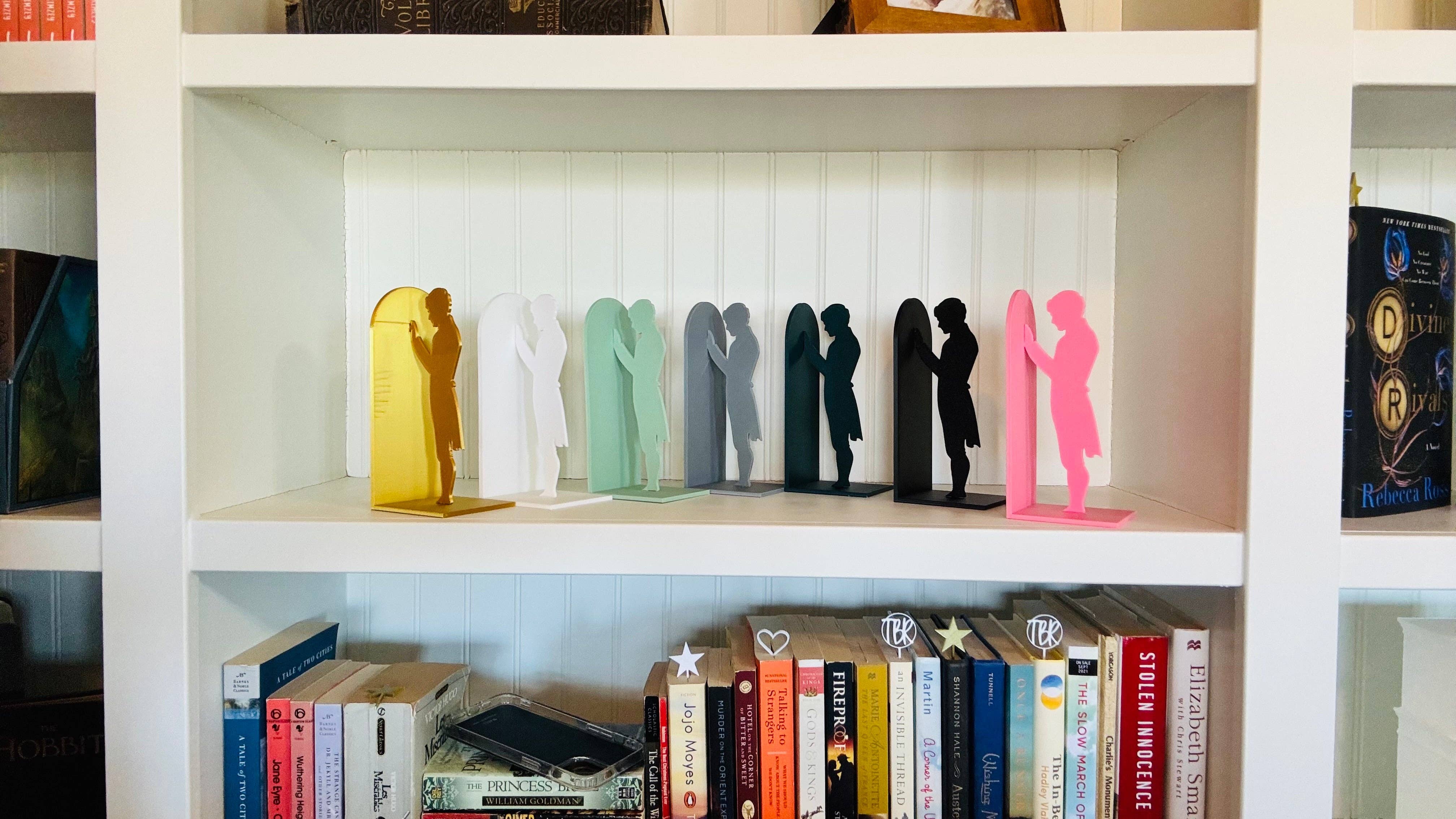 Modern Home Decorations - Wholesale Bookend - Pride and Prejudice Bookends | Literary Decor | Book Lover Gift | Regency Style Bookends | Elizabeth and Darcy Silhouette Bookends |BookNook1