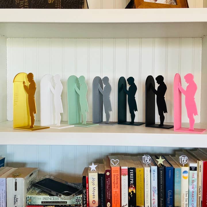 Modern Home Decorations - Wholesale Bookend - Pride and Prejudice Bookends | Literary Decor | Book Lover Gift | Regency Style Bookends | Elizabeth and Darcy Silhouette Bookends |BookNook1