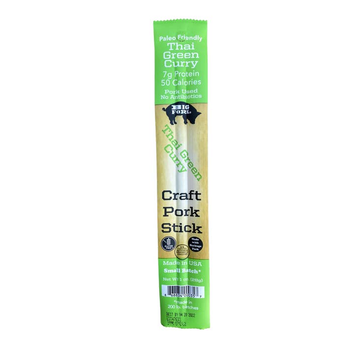 Big Fork - Wholesale Jerky - Craft Pork Snack Stick - Thai Green Curry - 80 Sticks