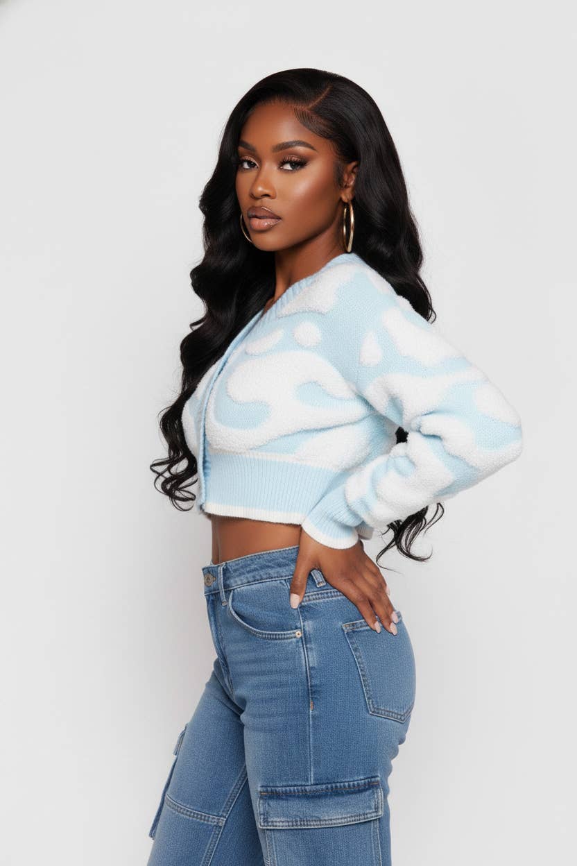 5besties inc – wholesale Kofta - Dam – Kort färgblockströja med kofta13