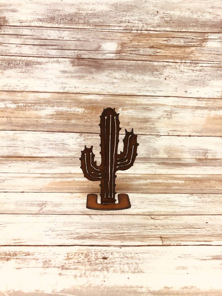 Saguaro Cactus Origami Standing southwest Figurine Rustic for wholesale by Universal Ironworks USA