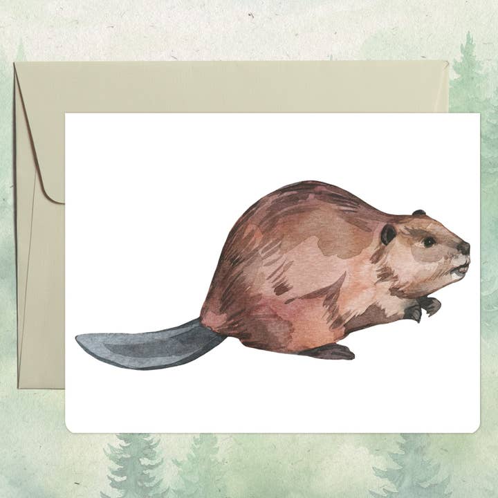 Handgemachte Biber-Grußkarte für den Großhandel von Soul Familiar