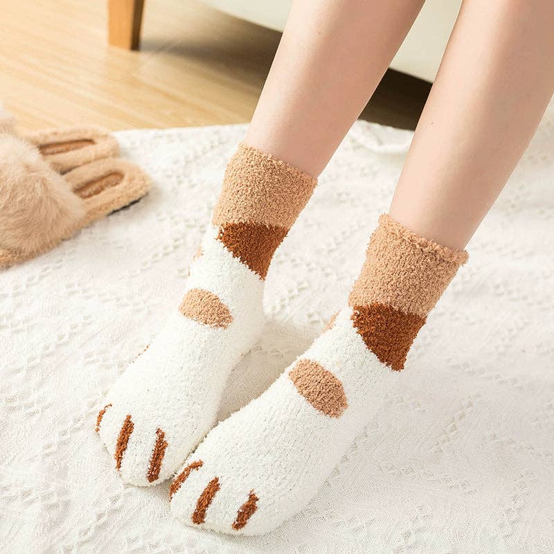 Gohobi （We cover U.S. import duties） – wholesale Socks – Women's – Gohobi Cat Paw Coral Fleece Socks6