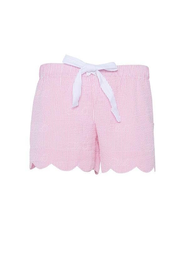 Love That Cotton - Vente Short d'intérieur – femme - Seersucker Short Feston Lounge Rose1