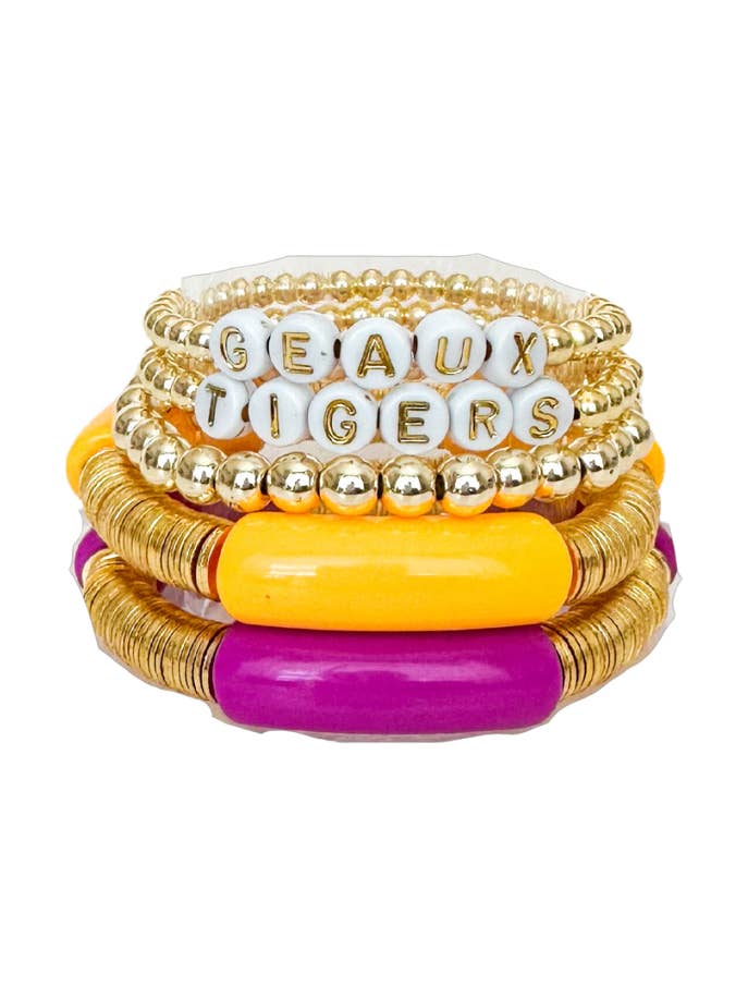 Lila och guldstapel för wholesale av Coco's Beads and Co