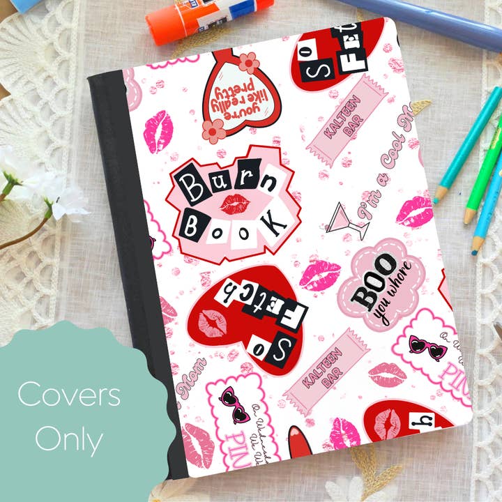 Burn Book Stickers-Composition Notebook Cover for wholesale by Oily Graphic Creations