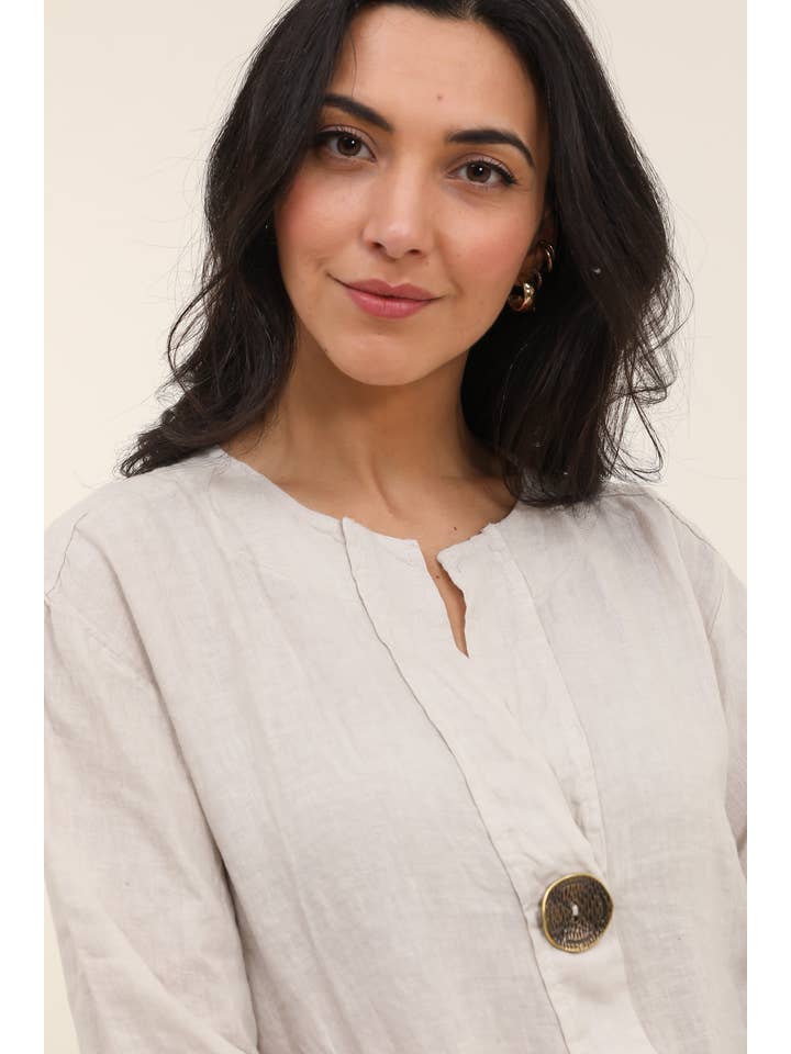 LÉA & LUC - Vente Robe – femme - Robes en 100% Lin avec un bouton REF. 554746