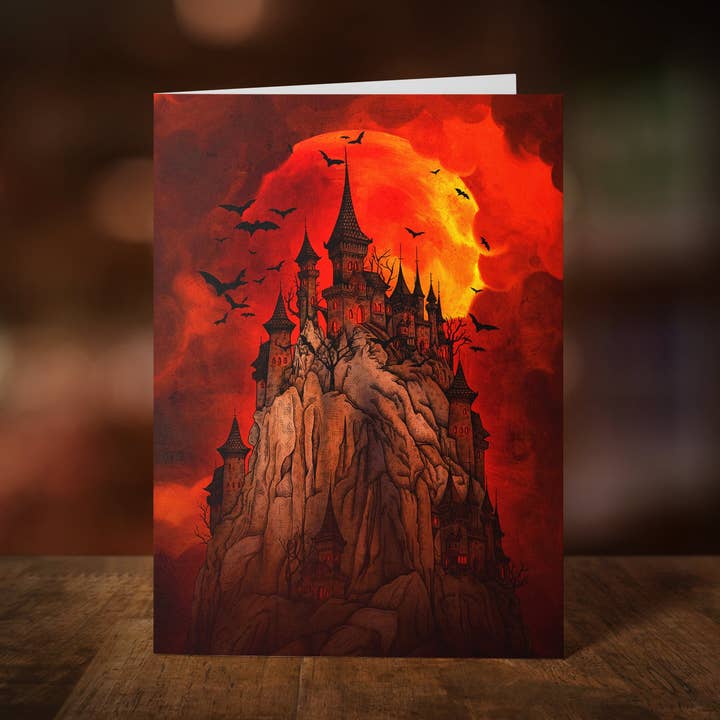 Blood Moon Castle - Greeting Card for wholesale by Print is Dead