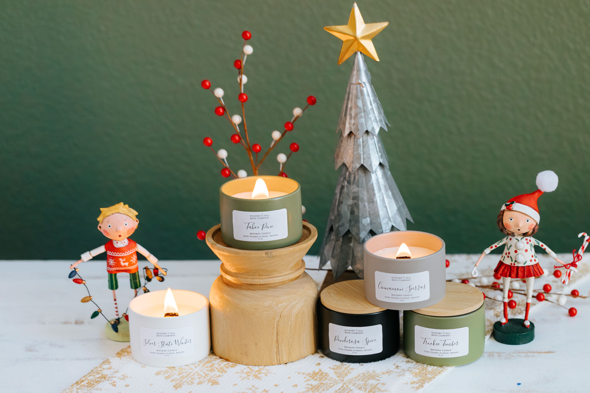 Hickory Hill Bath Company - Wholesale Jar/Filled Candle - Tahoe Pine Handcrafted Non-Toxic Beeswax Candle 5oz1