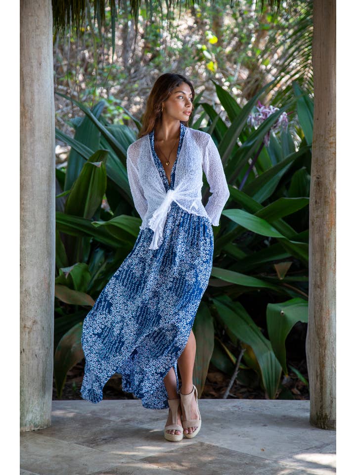 Bali Prema - Wholesale Cardigan - Women's - Summer Knit Sheer Cardigan Bolero Shrug Cover in White2