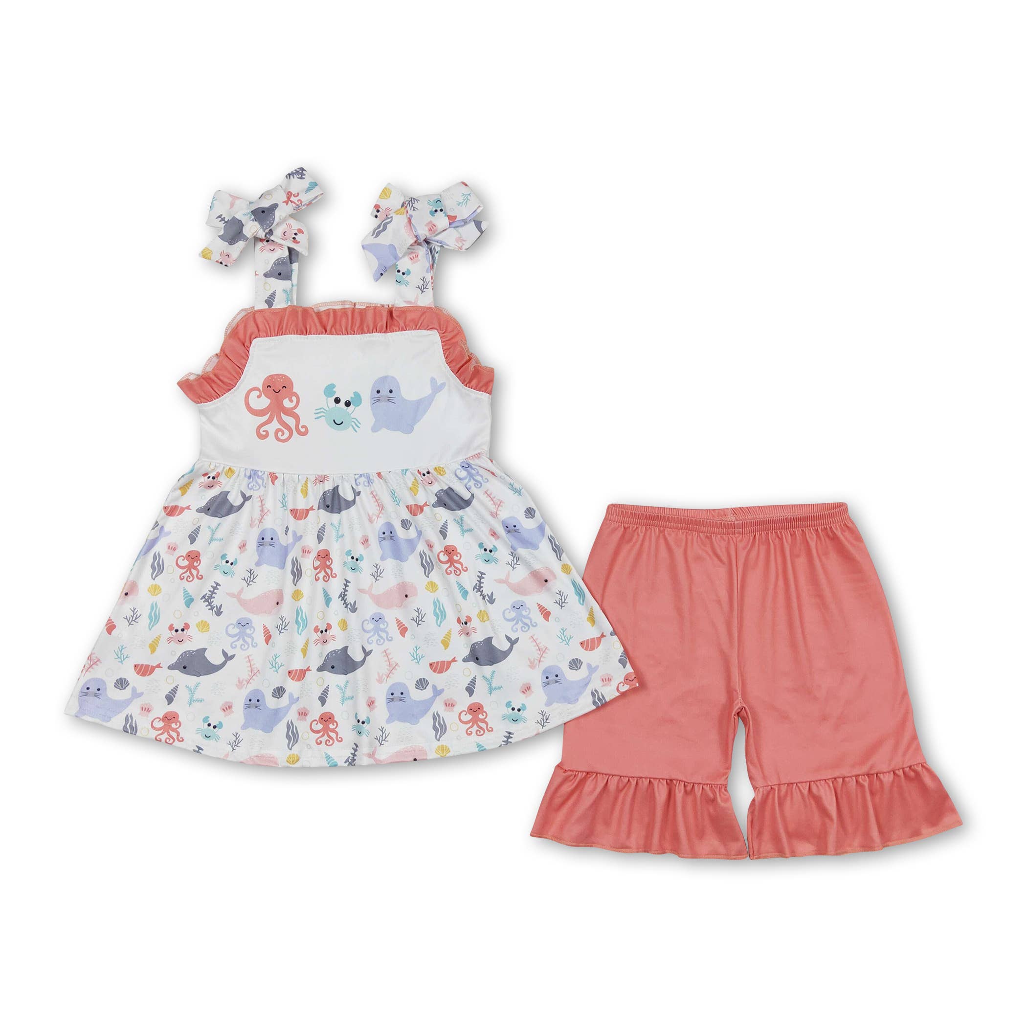 Yawoo Garments - Wholesale Clothing Set - Baby - Octopus crab screen printed baby kids summer clothes1