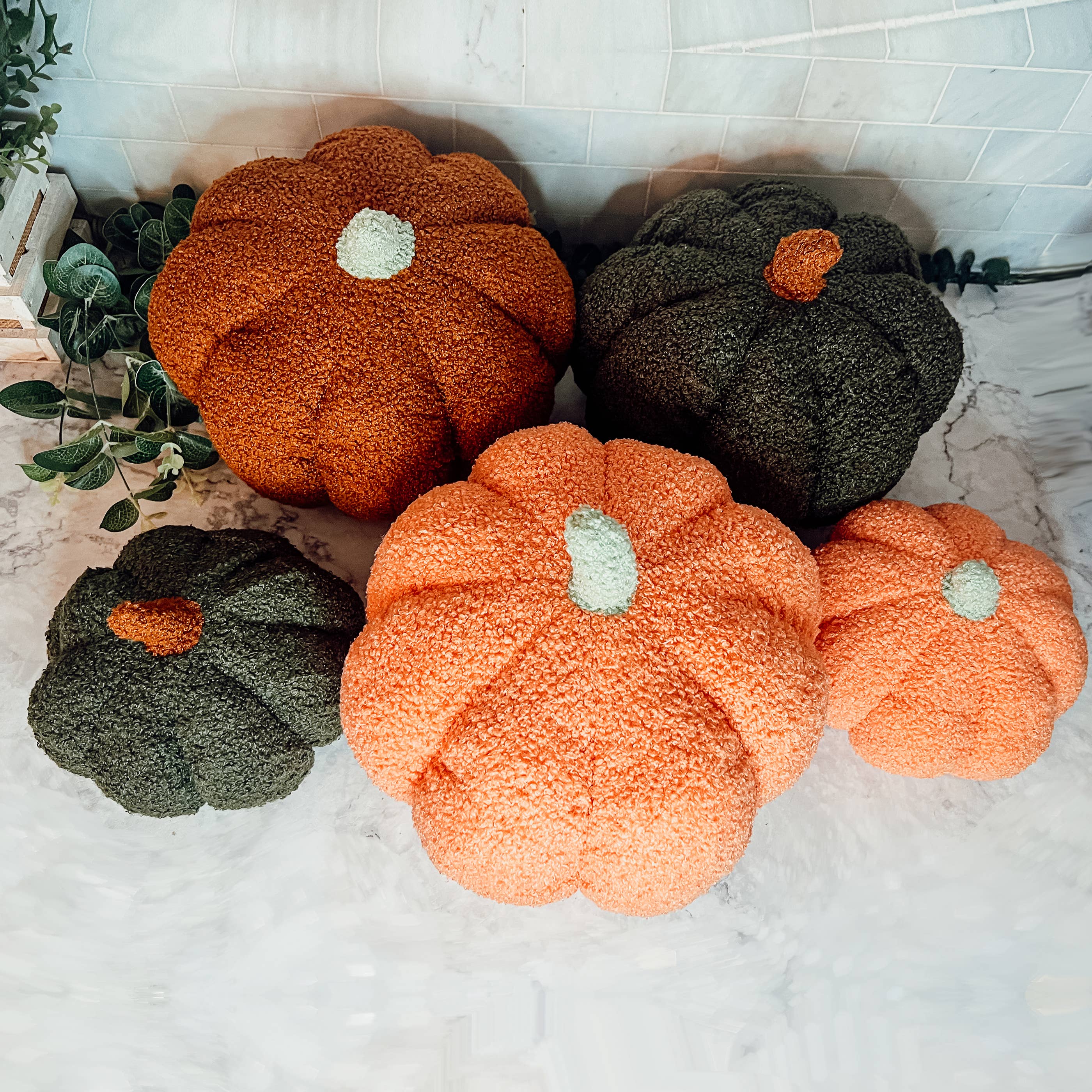 Gia Roma - Wholesale Decorative Tabletop Object - Neutral Fall + Halloween Home Decor, Cute Cotton Pumpkins BW45