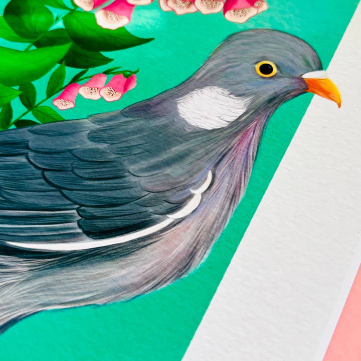 Pixiecraft - Wholesale Art Print - Wood Pigeon Art Print- British Wildlife Illustration1