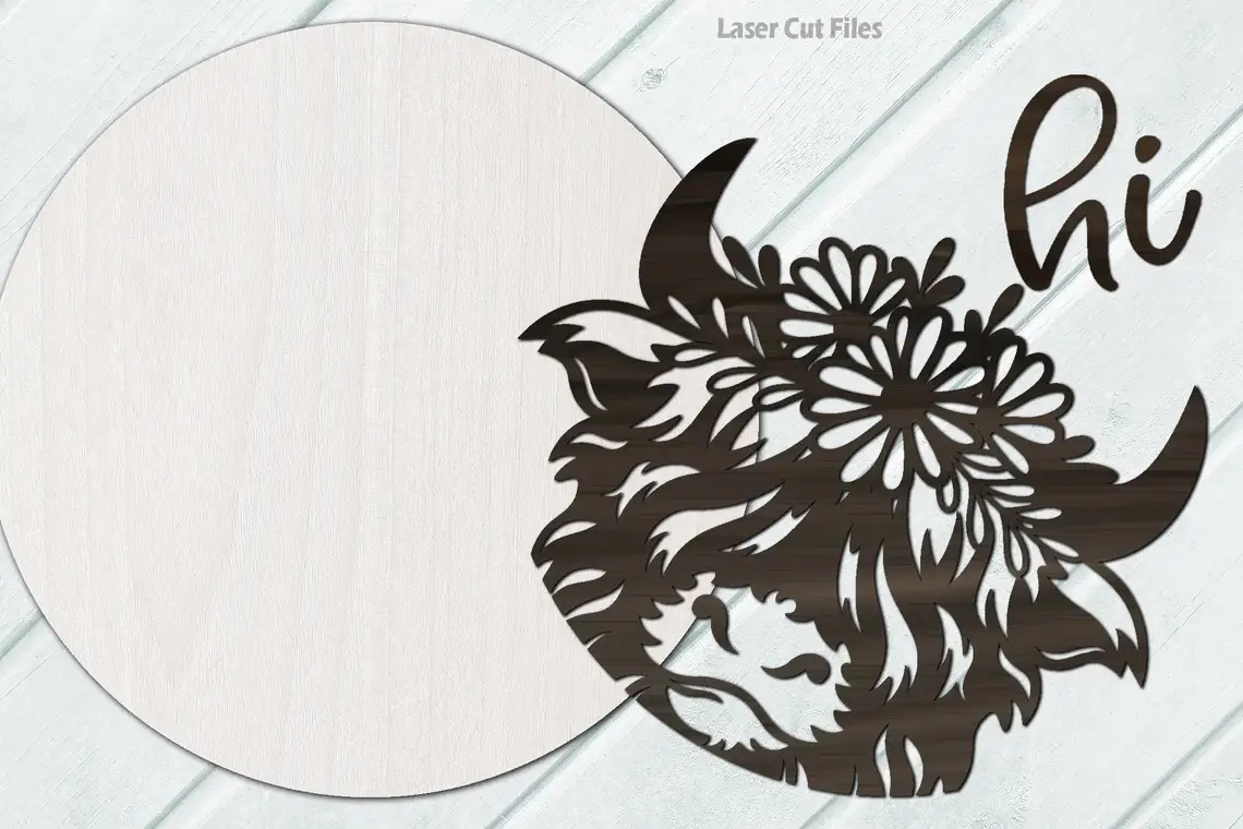 Kate's Blanks - Wholesale DIY Craft Kit - Animal- HI Highland Cow Door Hanger DIY | Wood Sign2