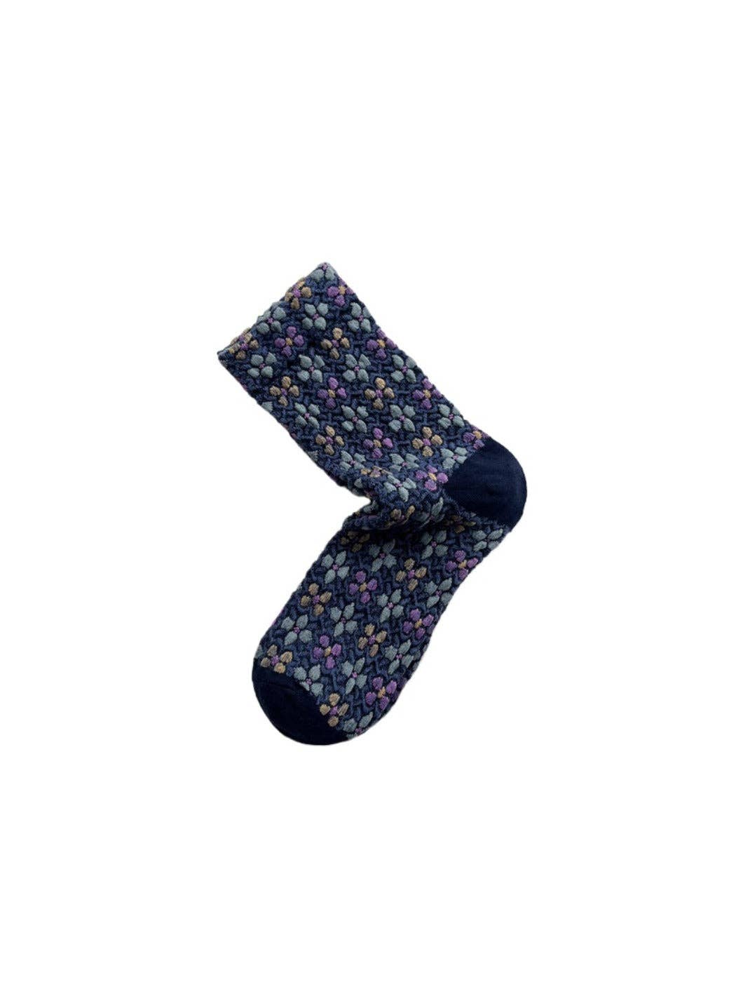 Funkyrel® Atzbranding Limited - Wholesale Socks - Women's - Rufia - Floral Embossed Retro Style Socks2