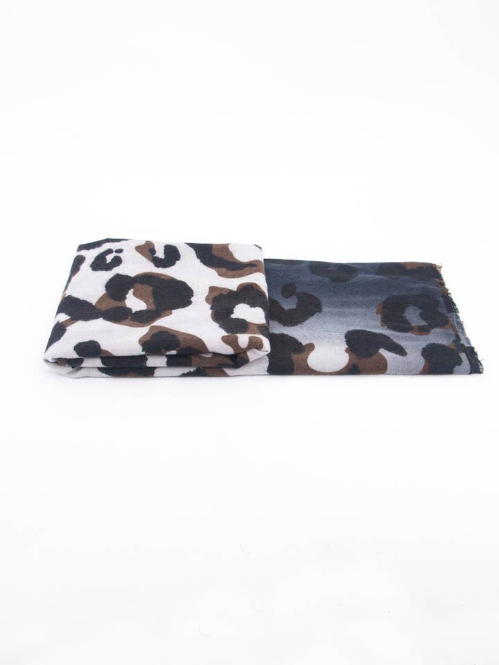 Felicity Lightweight Scarf - Grey, Leopard for wholesale by Sarta Accessories