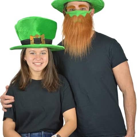 Infinite Basics – wholesale Protective face mask/shield – St Patricks Day Beard Face Mask and Green Hat Leprechaun Costume for Adults2