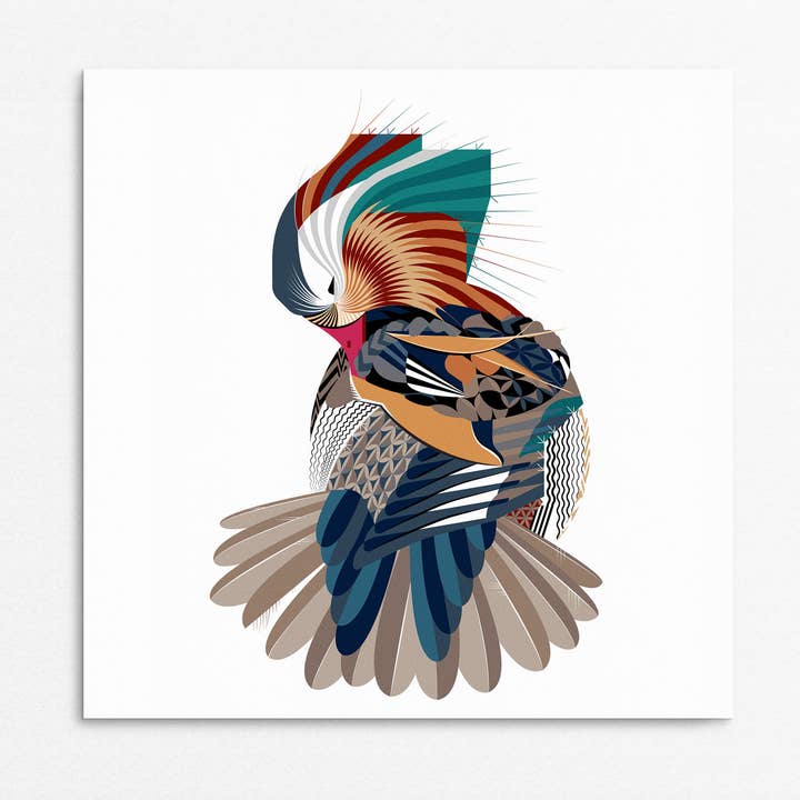 'Mandarin Duck' Greetings Card for wholesale by Rachel Hunt Illustration