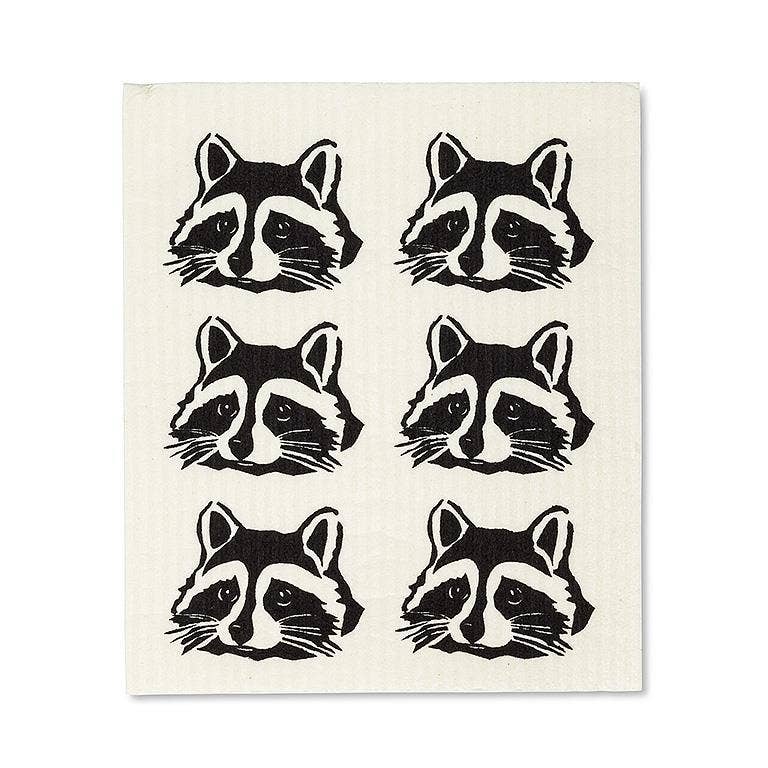 Abbott - Wholesale Dishcloth - S/2 Peeking Raccoon Dishcloths-6.5x8"L2