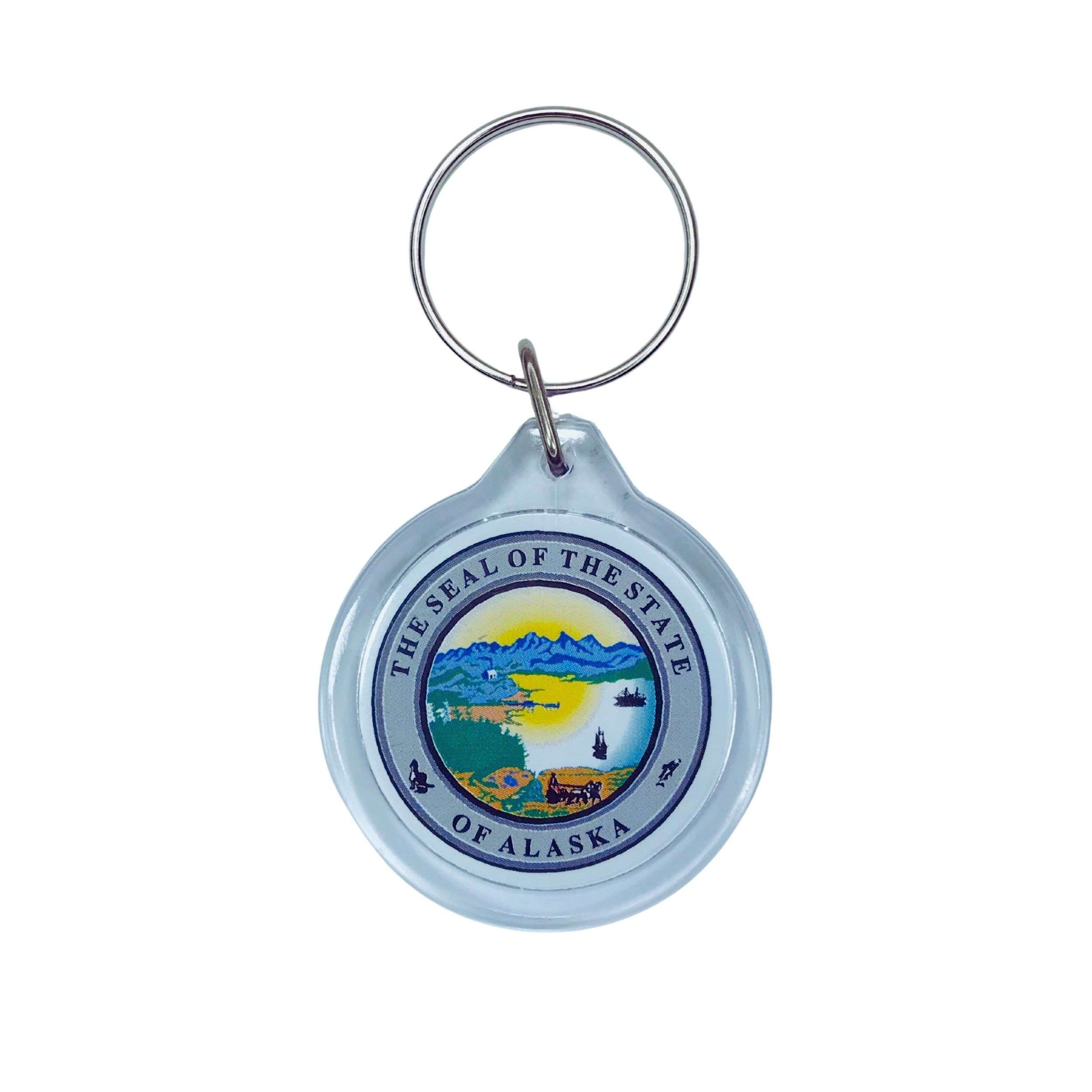 Astur Pins - Wholesale Keychain - Unisex - Round Acrylic Keychain - State of Alaska Shield - USA0