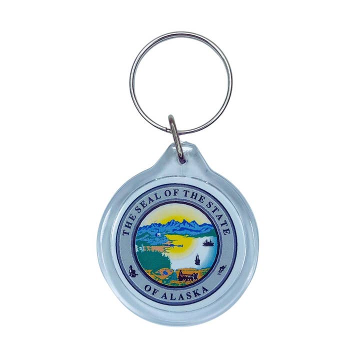 Astur Pins - Wholesale Keychain - Unisex - Round Acrylic Keychain - State of Alaska Shield - USA0