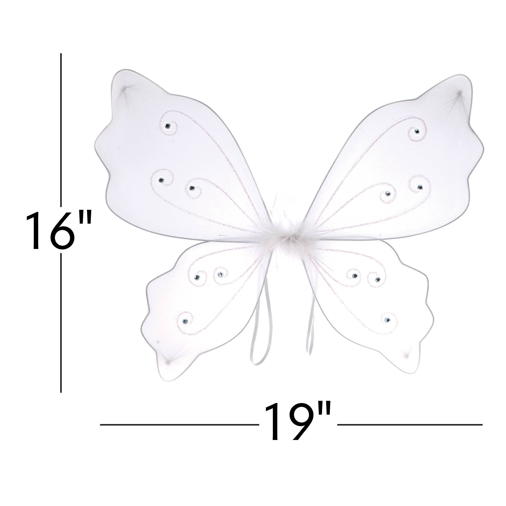 Portofino International Trading, USA - Wholesale Costume - Kids - Nylon Butterfly Wings with Elastic 19" x 16" - White1