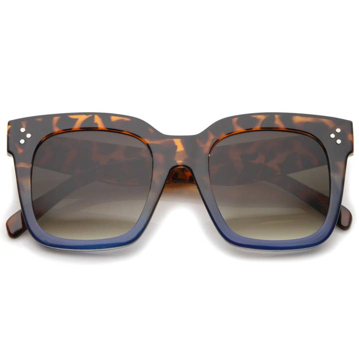 SPARE-SPECS, LLC - Wholesale Sunglasses - Women's - Bold Oversize Flat Mirror Lens Square Frame Horn Rimmed Sunglasses 50mm - A10031