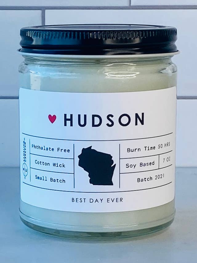 Hudson, WI Candle for wholesale by Rambling Caravan