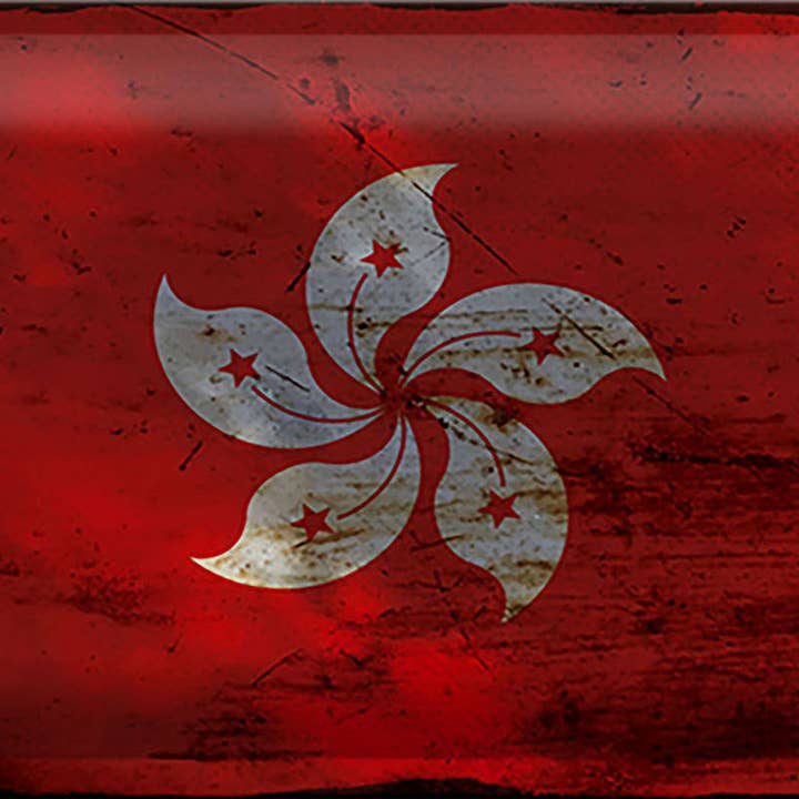 Sinal de estanho bandeira de Hong Kong 30x20cm ferrugem Hong Kong por atacado de Femer