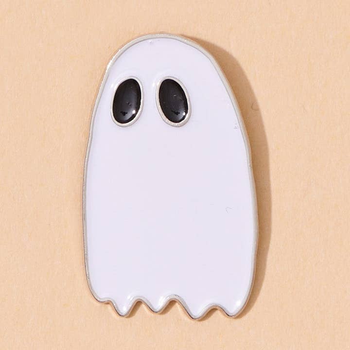 Ghost Enamel Lapel Pin - cute ghost gift, spooky pin halloween ghoul - Stocking stuffer, Holiday, Gift Guide for wholesale by And Here We Are