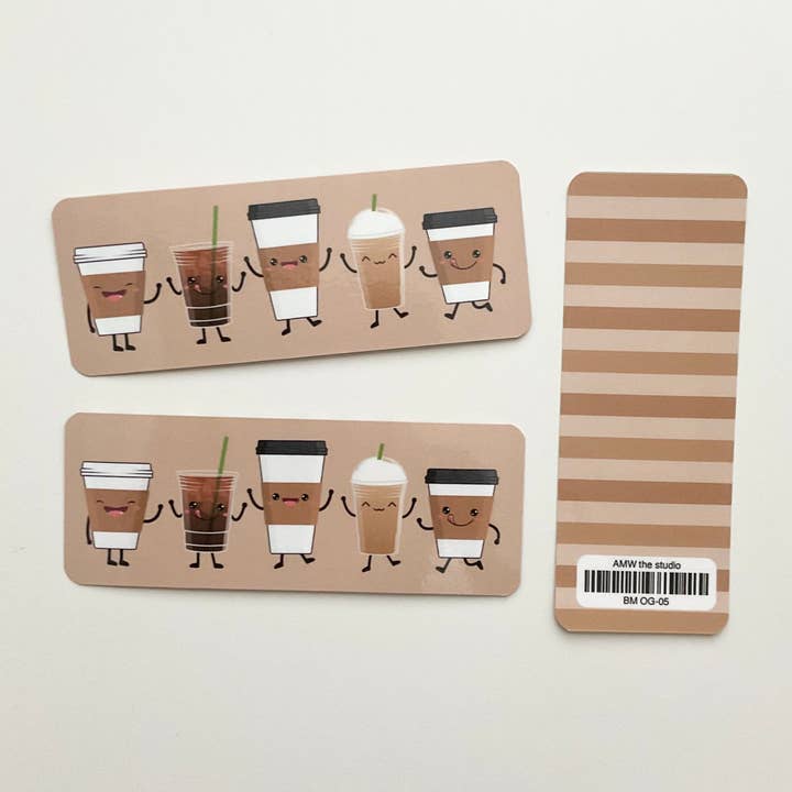 AMW the studio - Wholesale Bookmark - Happy Coffee Cups Bookmark