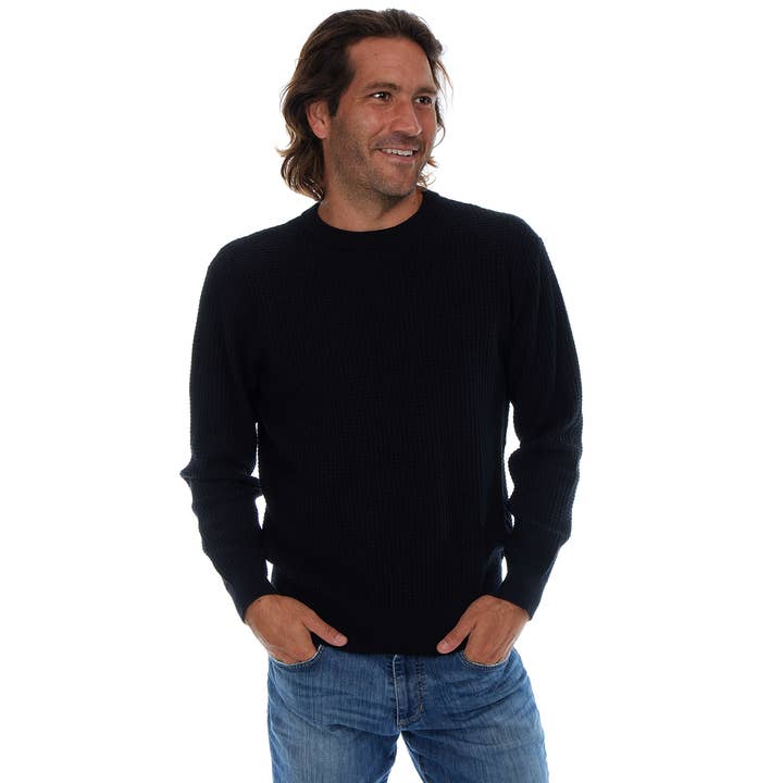 PX - Wholesale Sweatshirt - Men's - Allen Solid Textured 100% Cotton Sweater -Black1